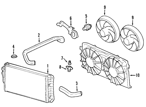 2002 Cadillac Seville Anti-Theft Components Shroud Kit-Engine Electric Coolant Fan Diagram for 12365378