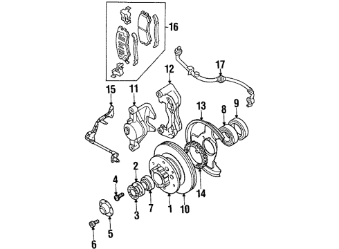 2002 Isuzu Axiom Front Brakes Cover Dust, Front Brake Diagram for 8-97254-338-1