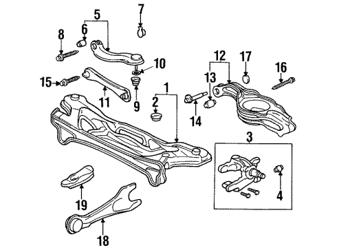 1998 Honda Odyssey Suspension Components, Lower Control Arm, Upper Control Arm, Stabilizer Bar Plate, Cam Diagram for 52388-SP0-000