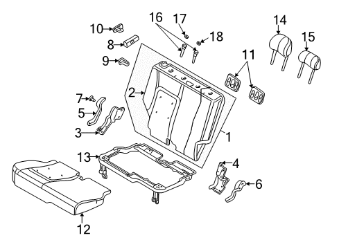 2006 Jeep Liberty Rear Seat Components Cushion Cover And Pad Diagram for 1BC821J3AA