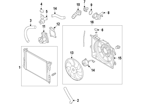2012 Hyundai Accent Cooling System, Radiator, Water Pump, Cooling Fan Blower Assembly Diagram for 25380-1R000