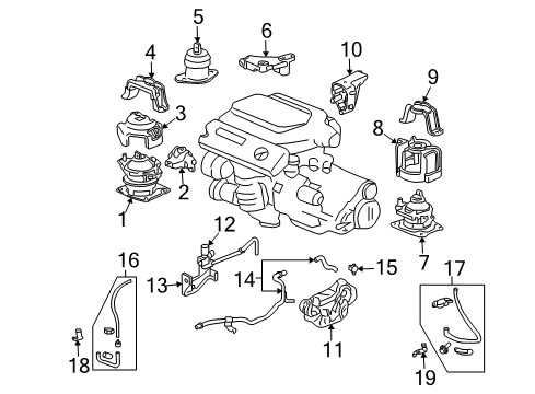 2005 Acura RL Engine & Trans Mounting Pipe Assembly, Electronic Controlmount Solenoid Diagram for 50920-SJA-A01
