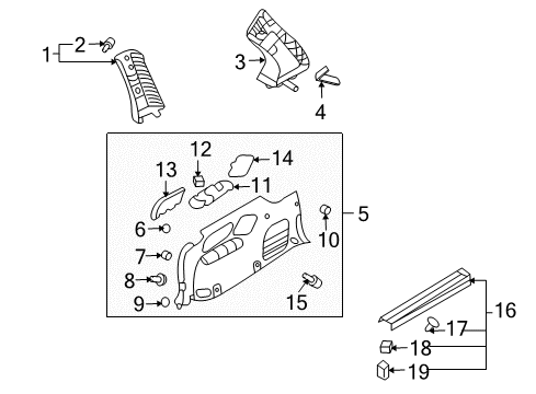 2007 Hyundai Entourage Interior Trim - Side Panel Trim Assembly-Luggage Side RH Diagram for 85740-4D000-8F