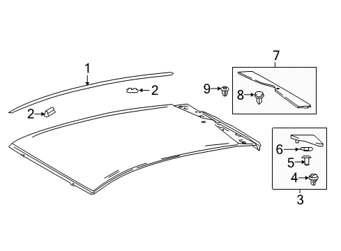 2022 Toyota Prius AWD-e Exterior Trim - Roof Drip Molding Diagram for 75555-47070