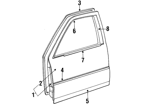 1992 Chrysler New Yorker Front Door & Components, Exterior Trim Molding-Front Door Outside Upper Diagram for 5066287AA
