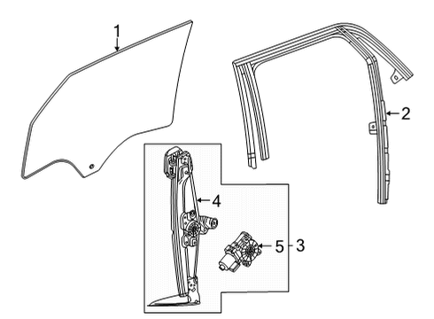 2021 Chevrolet Trailblazer Front Door Glass & Hardware Run Channel Diagram for 42748085