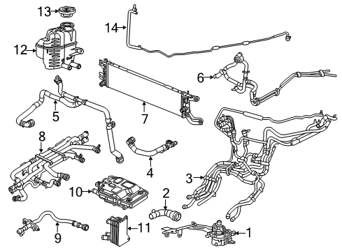 2020 Chrysler Pacifica Inverter Cooling Components Auxiliary Coolant Pump Diagram for 68237837AA