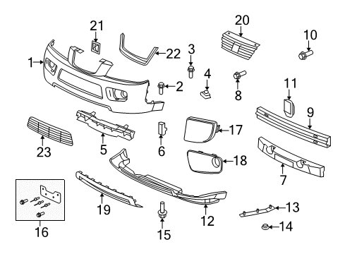 2007 Saturn Vue Front Bumper Cover Diagram for 22734378