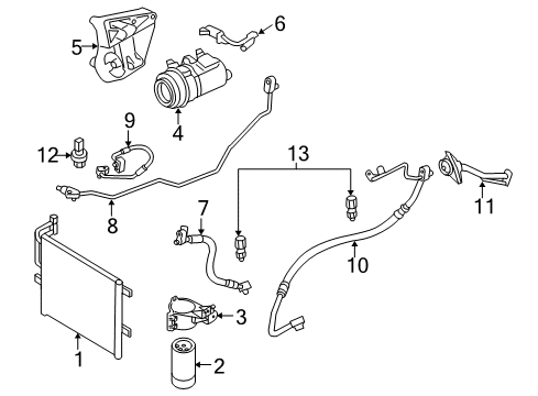 2005 BMW X3 Air Conditioner Climate Compressor Supporting Bracket Diagram for 64557512556