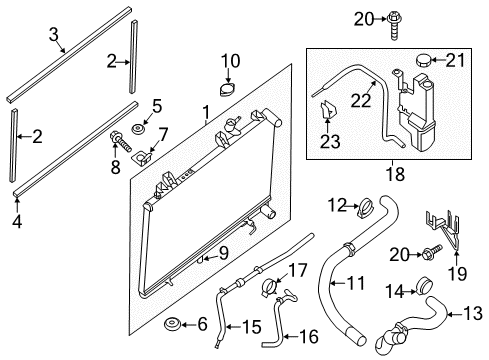 2015 Nissan Pathfinder Radiator & Components Mounting Rubber-Radiator, Lower Diagram for 21507-3JA0A