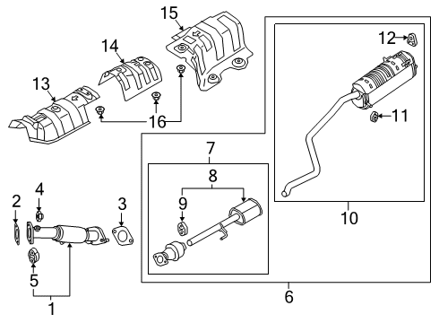2020 Hyundai Accent Exhaust Components Front Muffler Assembly Diagram for 28610-J0300