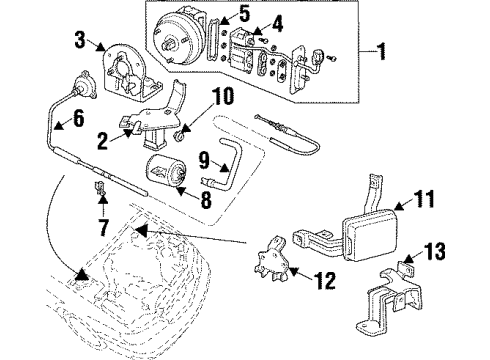 1997 Acura CL Cruise Control System Cover, Actuator Diagram for 36614-P0A-A00