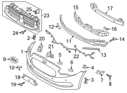 2016 Kia K900 Parking Aid ABSORBER-Front Bumper Diagram for 865203T220