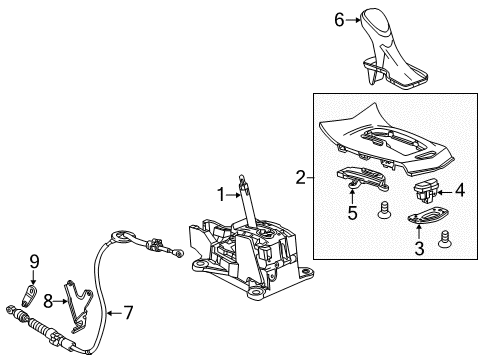 2016 Cadillac ATS Shift Components Selector Lever Diagram for 23214187