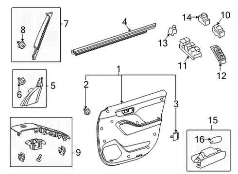 2021 Toyota Highlander Front Door Belt Weatherstrip Diagram for 68171-0E080