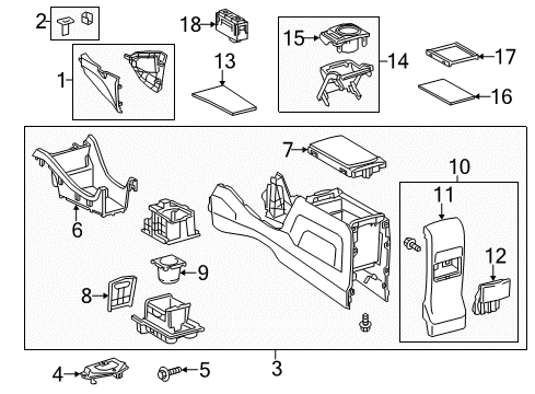 2017 Toyota Prius V Console Console Panel Diagram for 58805-47060