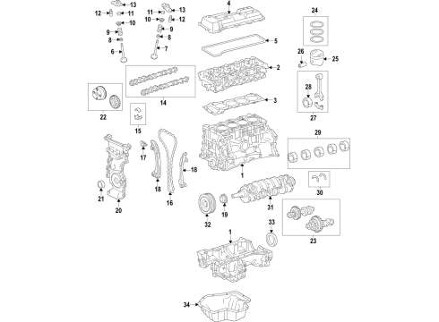 2016 Lexus NX300h Engine Parts, Mounts, Cylinder Head & Valves, Camshaft & Timing, Variable Valve Timing, Oil Cooler, Oil Pan, Oil Pump, Balance Shafts, Crankshaft & Bearings, Pistons, Rings & Bearings Connecting Rod Diagram for 13201-09A46-A0