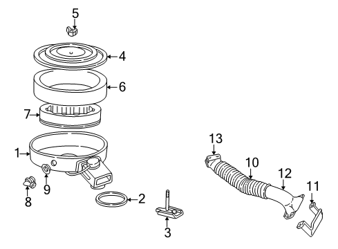 2000 Dodge Ram 1500 Van Filters Van Air Cleaner Intake-Duct Hose Tube Diagram for 53031402AB