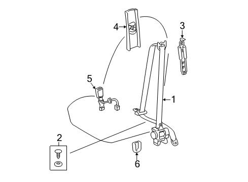 2015 Toyota Avalon Front Seat Belts Belt & Retractor Diagram for 73210-07072-A0