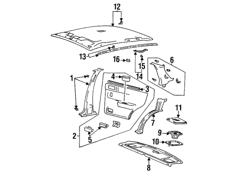 1993 Hyundai Elantra Interior Trim Trim Assembly-Center Pillar RH Diagram for 85845-28500-FD