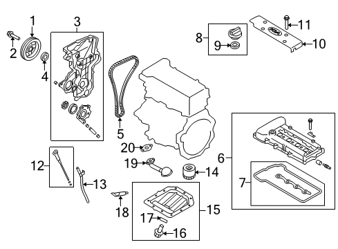 2010 Kia Soul Filters Cover Assembly-Rocker Diagram for 224102B000