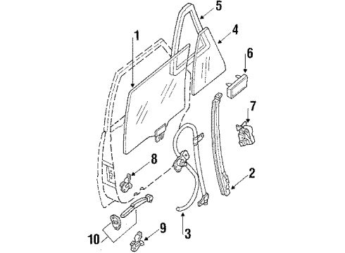 1984 Nissan Stanza Rear Door - Glass & Hardware Rear Door Outside Handle Assembly Left Diagram for 82607-D0200