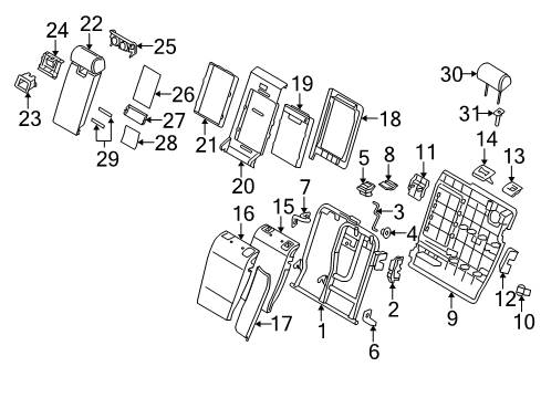 2004 BMW X3 Rear Seat Components Multi-Purpose Armrest Diagram for 52203410344