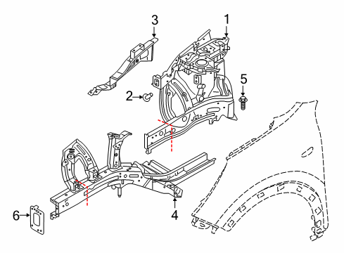 2020 Kia Niro Structural Components & Rails Reinforcement-Fender Apron U Diagram for 64533G5000