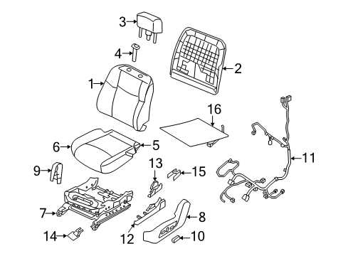 2015 Nissan Murano Driver Seat Components Harness-Front Seat, LH Diagram for 87069-5AA0A