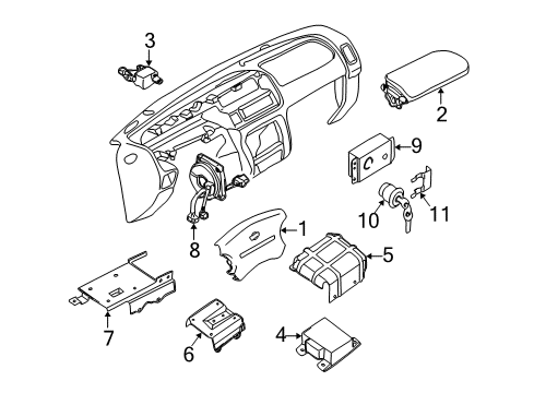 2000 Nissan Frontier Air Bag Components Sensor & Unit-Air Bag Diagram for 28556-7Z125