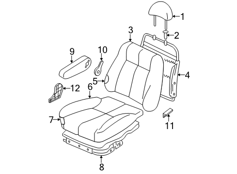 2001 Hyundai Accent Front Seat Components Frame Assembly-Front Seat Back Driver Diagram for 88310-25000