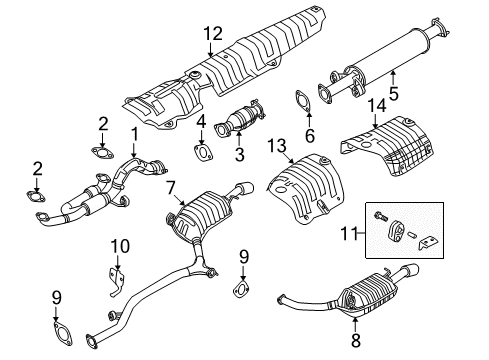 2009 Kia Amanti Exhaust Components Main Muffler Assembly Diagram for 287003F825