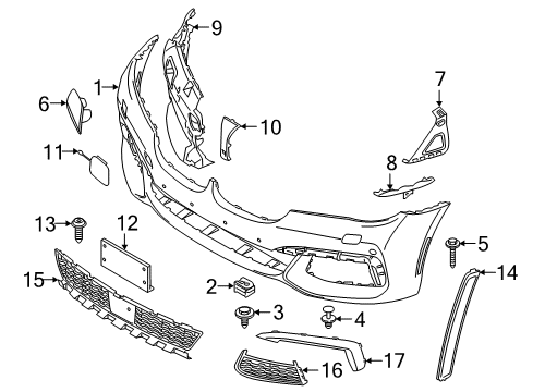 2018 BMW 740i xDrive Front Bumper Covering Left Diagram for 51118072619