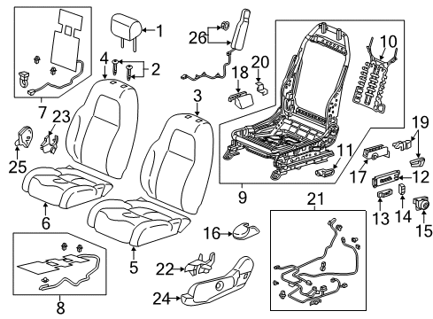 2020 Honda CR-V Power Seats Frame, L. FR. Seat Diagram for 81526-TLA-A51