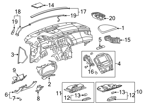 2014 Buick LaCrosse Cluster & Switches, Instrument Panel Cluster Visor Diagram for 9060980