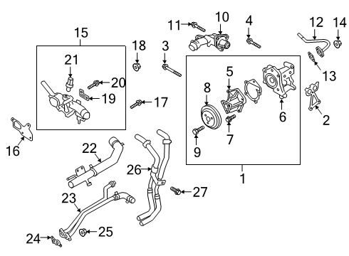 2020 Genesis G70 Powertrain Control Thermostat Assembly Diagram for 255002CTA0