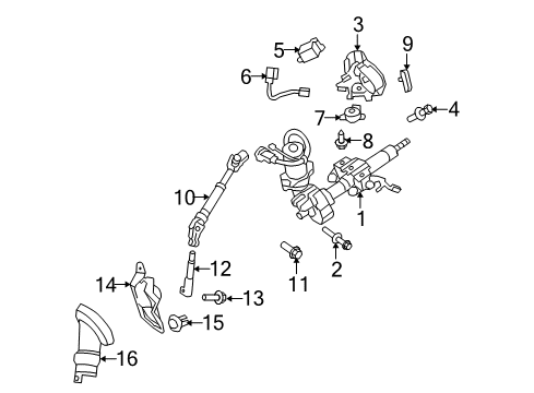 2009 Scion xB Ignition Lock Cover Sub-Assembly, Steering Diagram for 45025-12300