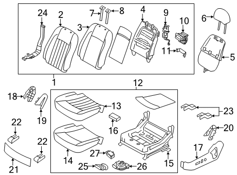 2015 Kia K900 Power Seats Cover-Front Seat Mounting Rear Diagram for 881423T000WK