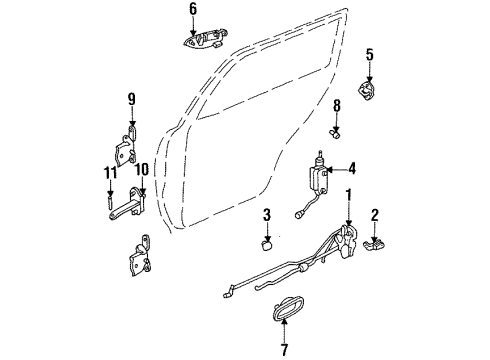 1995 Kia Sephia Rear Door - Lock & Hardware Hinge Assembly B, LH Diagram for 0K20173240