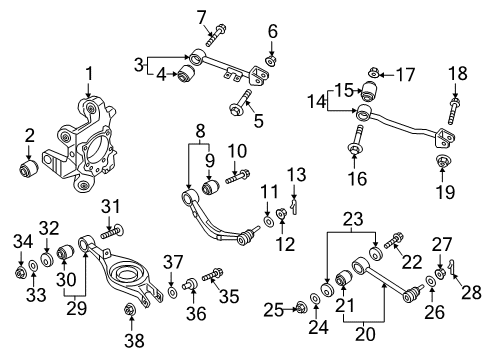 2015 Kia K900 Rear Suspension Components, Lower Control Arm, Upper Control Arm, Stabilizer Bar Nut-Castle Diagram for 51768-3M000