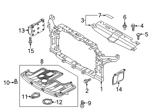 2014 Kia Soul Radiator Support Carrier Assembly-Front End Diagram for 64101B2000