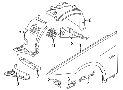 2013 BMW M3 Fender & Components Covering Lower Left Diagram for 51718044549