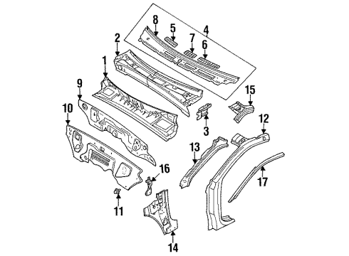 1997 Honda Passport Cowl Panel, Sub-Dash (Lower) Diagram for 8-97081-413-2