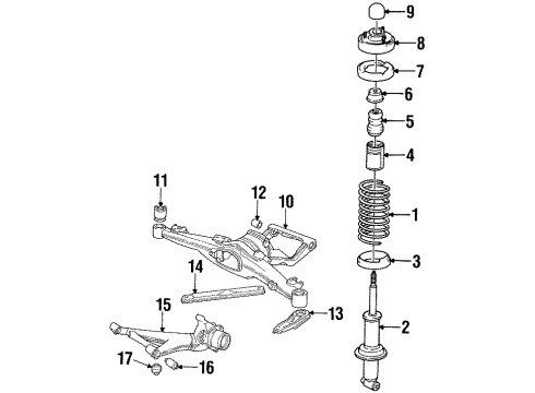 1992 BMW 735iL Rear Suspension Components, Stabilizer Bar Guide Support Diagram for 33521132088
