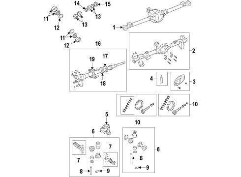 2013 Jeep Wrangler Rear Axle, Differential, Propeller Shaft Bearing-Differential Side Diagram for 68003555AA