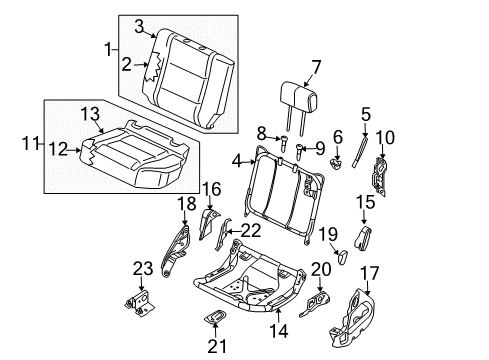 2005 Nissan Titan Rear Seat Components Cushion Assy-Rear Seat, LH Diagram for 88350-7S200