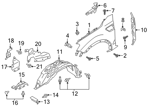 2019 Ford Ranger Fender & Components Rear Shield Diagram for KB3Z-16102-A