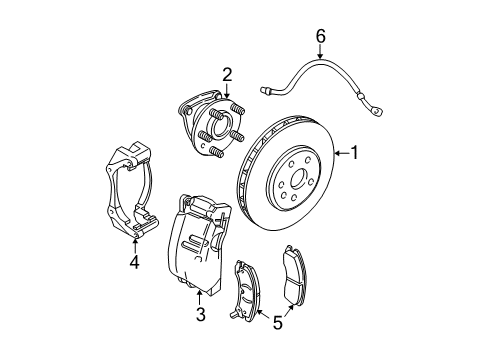 2005 Cadillac CTS Front Brakes Caliper Kit, Front Brake Diagram for 88959950