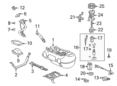 2002 Honda Insight Fuel Supply Holder, Fuel Filler Pipe Grommet Diagram for 17668-S3Y-000