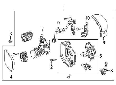 2021 Honda Odyssey Outside Mirrors Mirror Assembly, Driver Side Door (Modern Steel Metallic) (R.C.) (Heated) Diagram for 76250-THR-A22ZD